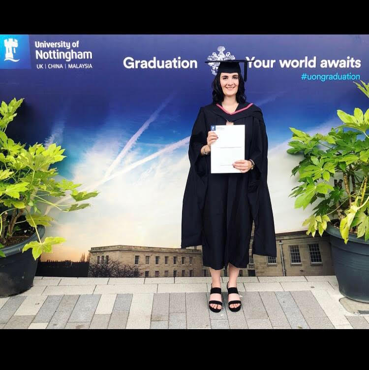 Jenn Galandy as a University of Nottingham Graduate (2018)